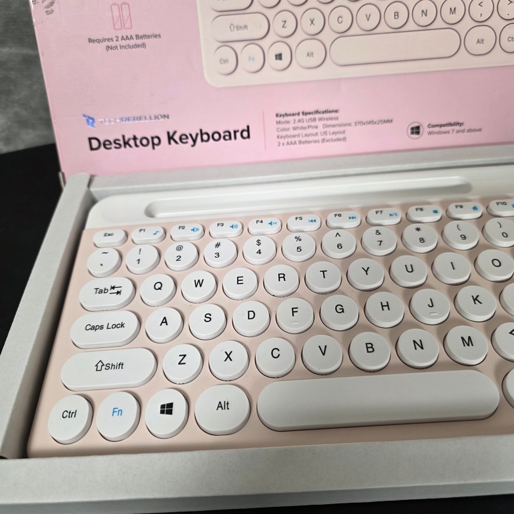 TechRebellion Wireless Desktop Keyboard Retro Round Key Student Tech Open Box - Picture 4 of 9